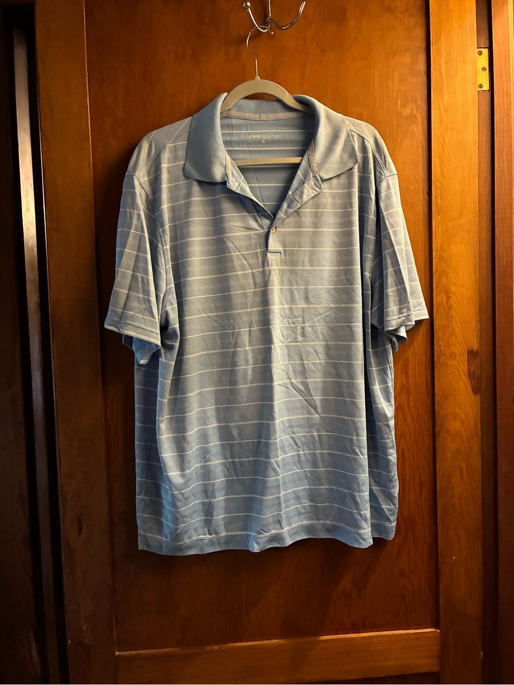 Nike Golf Men's Light Blue Striped Polo Shirt Dri Fit